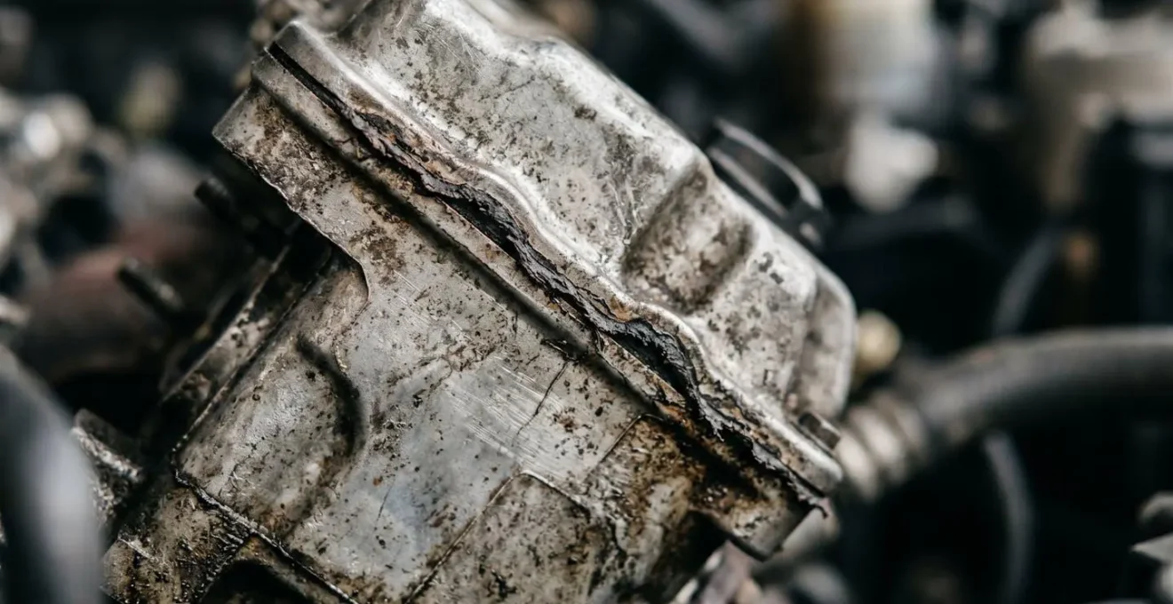 Gros plan macro sur des pièces automobiles montrant la texture et les détails matériels